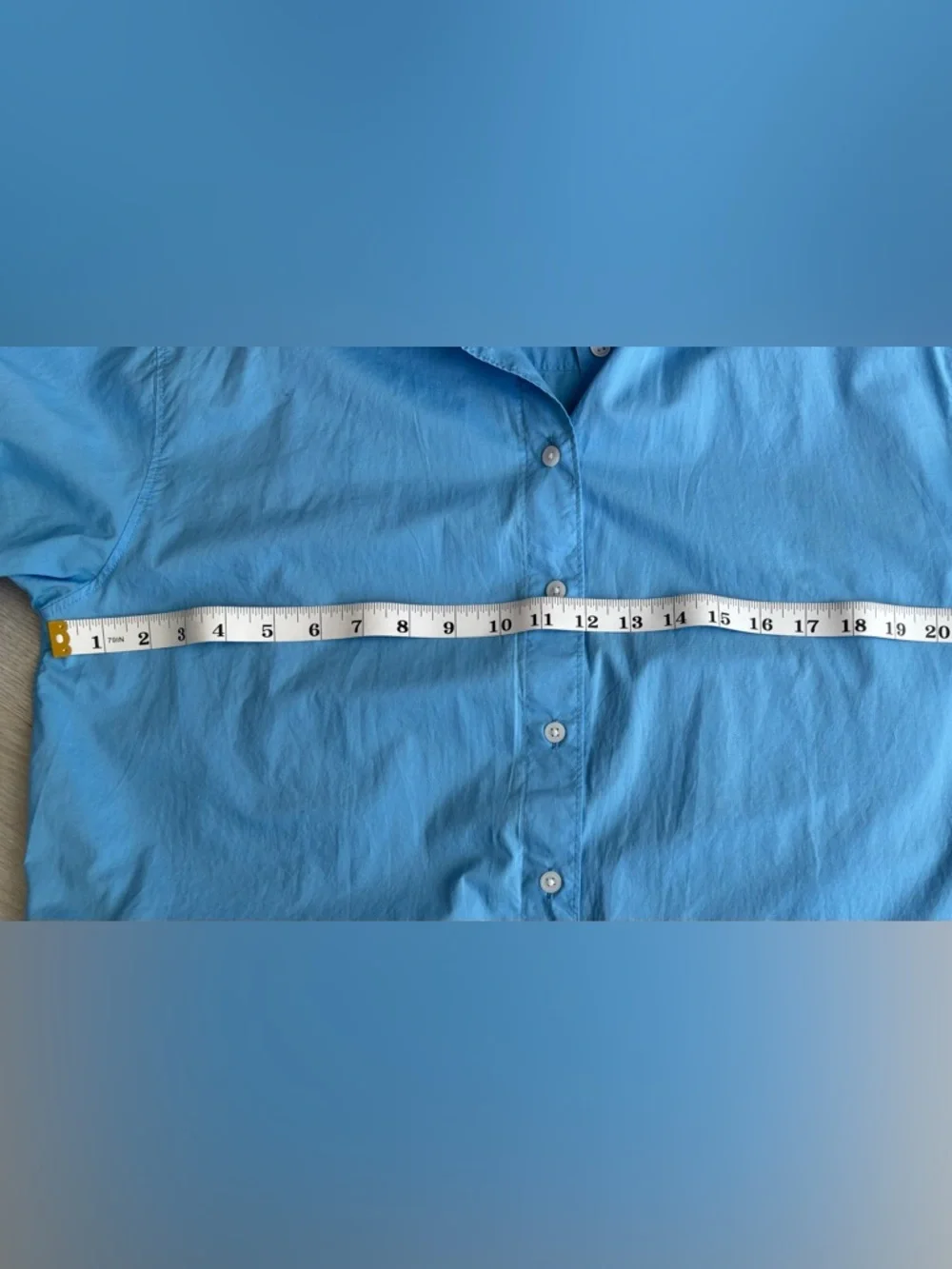 H&M | 100% Cotton Blue Long-Length Button Up Poplin Shirt - Picture 3 of 6